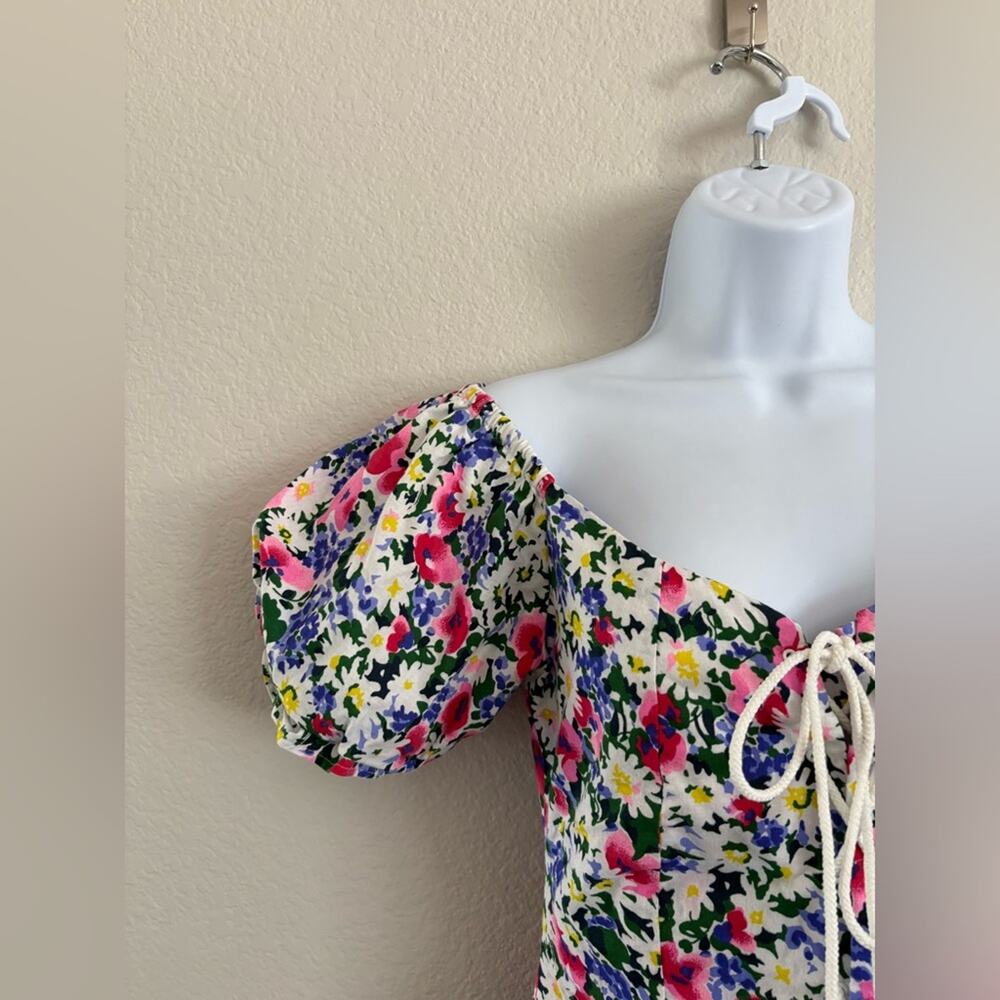 Vintage Puff Off The Shoulder Cotton Floral Dress Small Bloomcore Boho - Picture 4 of 13